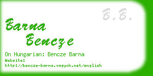 barna bencze business card
